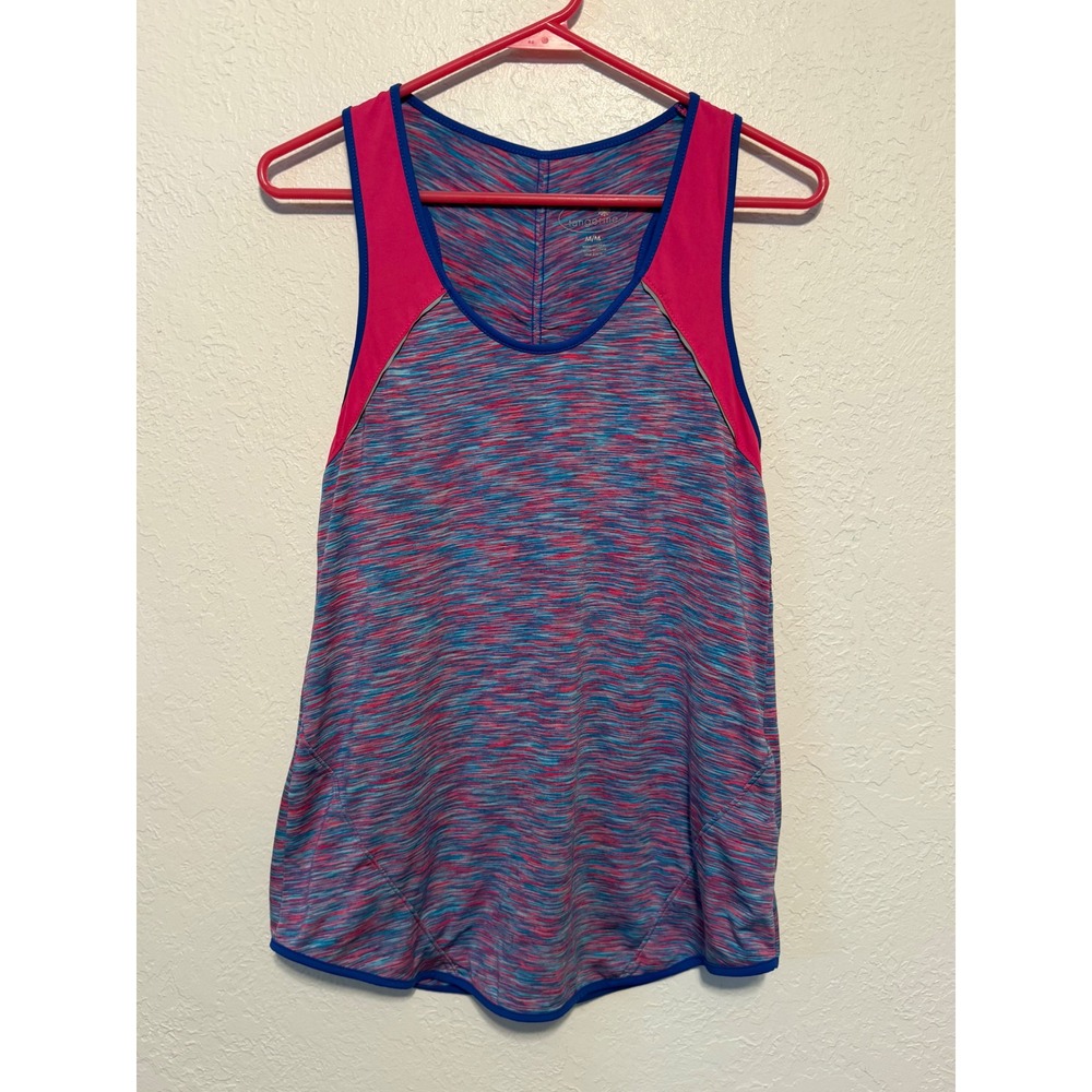 Tangerine Space Dye Racerback Active Tank Top Turquoise Hot Pink FW8525CC669 M